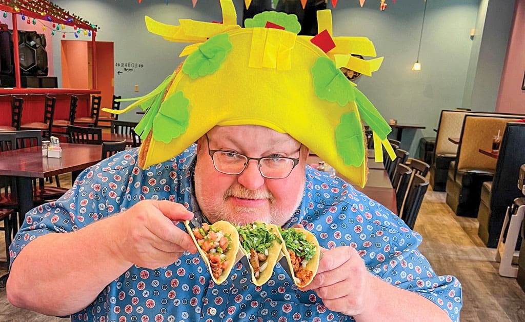 Ron eats Mexican food